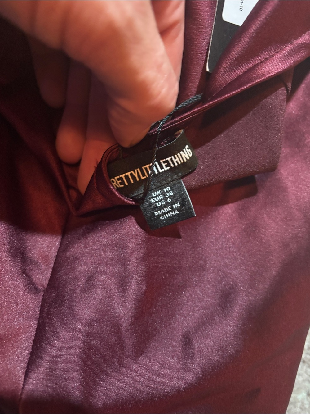 PLUM SATIN SCARF DETAIL BODYCON DRESS - Picture 5 of 5